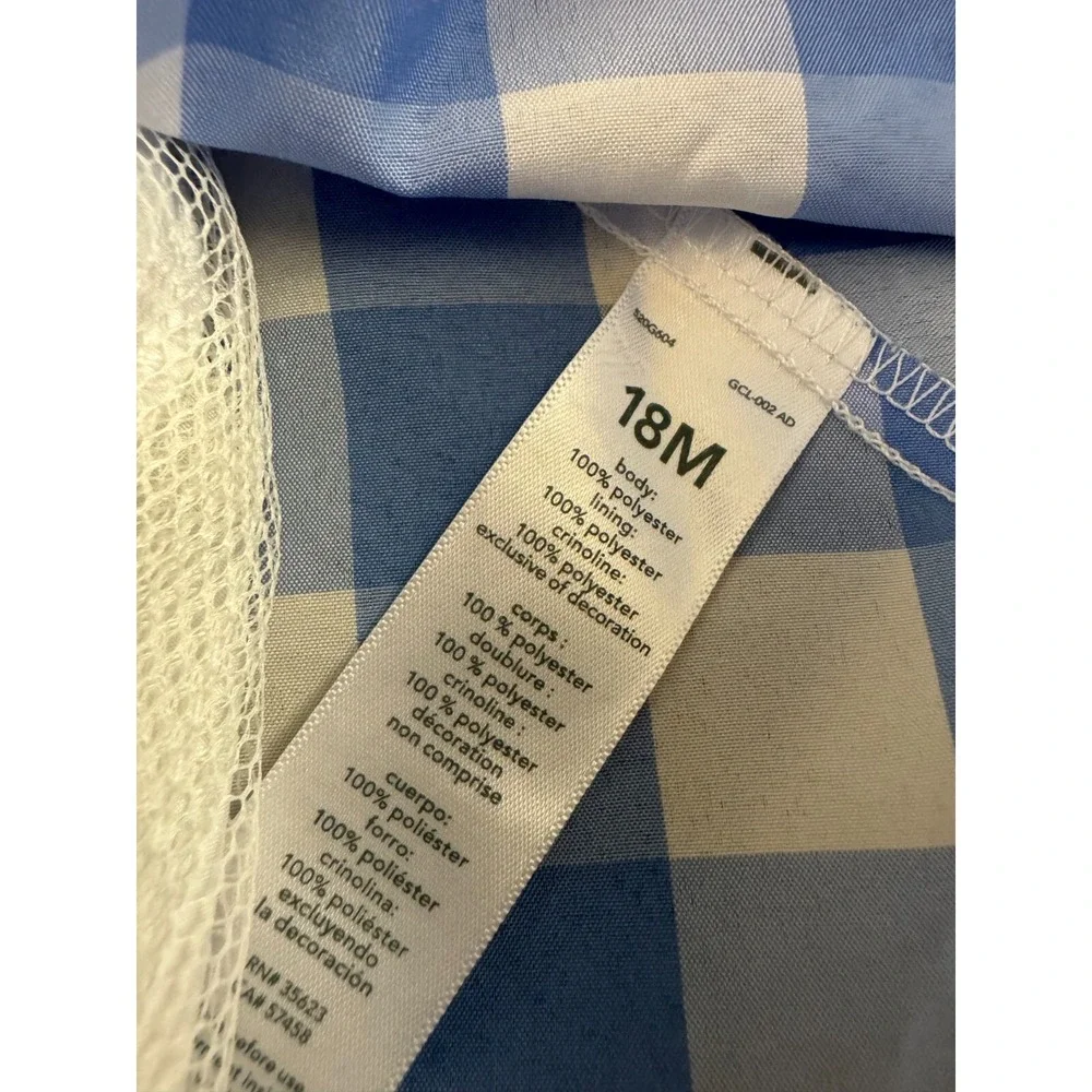 Carters Toddler Girls Dress 18 Months Sleeveless Blue White Plaid Clothes Easter